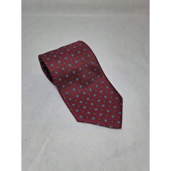 Boggi 100% Silk Neck Tie, Burgundy with Micro Flowers - Picture 1 of 4